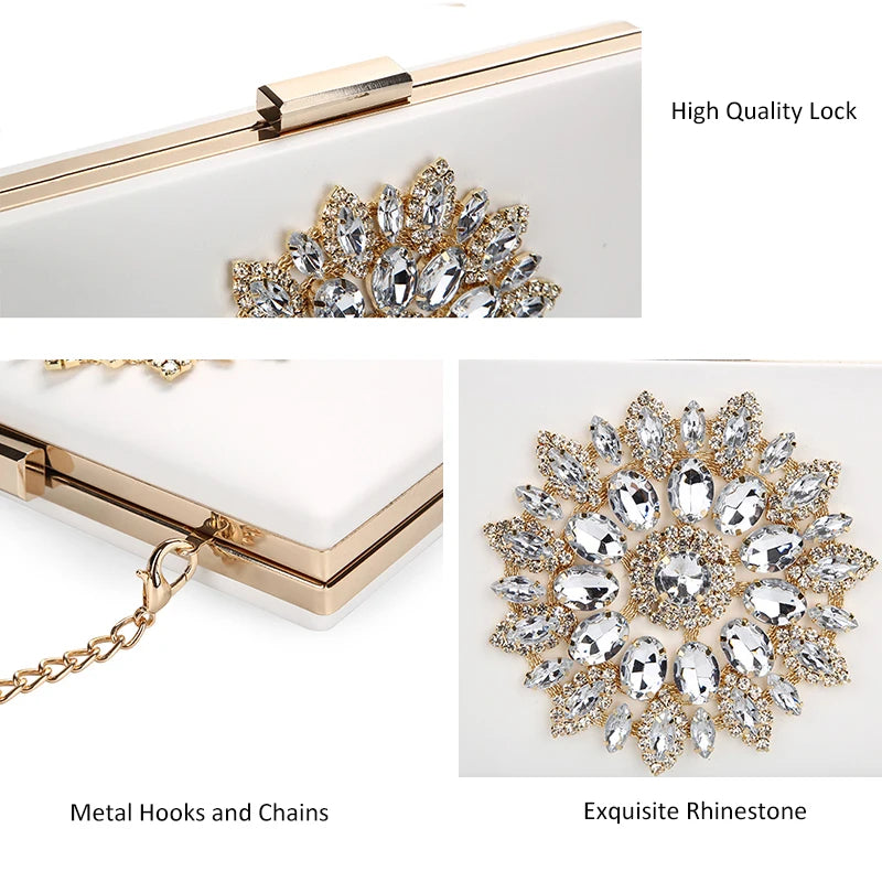 White Crystal Bridal Crossbody Clutch - Wedding Ready