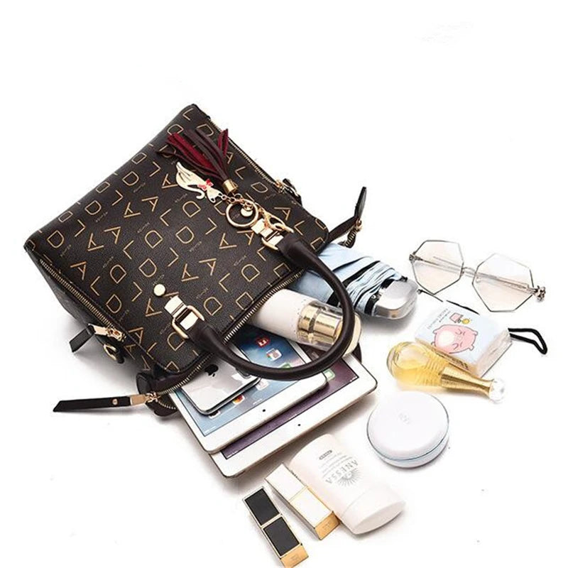 Tassel Top Handle Tote Bag - Letter Detail