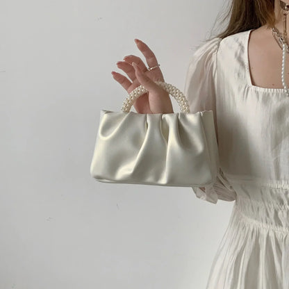 Luxury Pearl Handle Square Evening Clutch Bag
