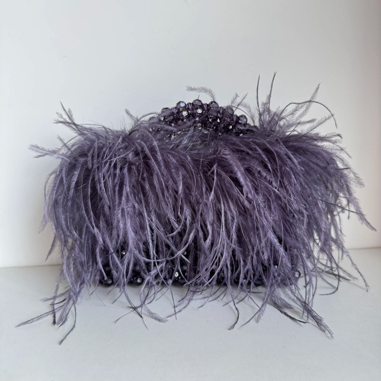 Pearl Bead Feather Box Bag - Handmade Party Piece