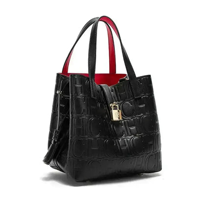 CH Embossed Tote Crossbody Bag - Letter Print Design