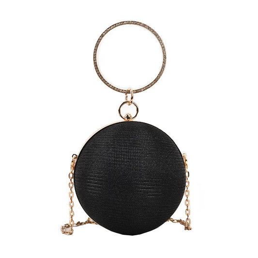 Metal Ring Evening Bag - Round Ball Clutch