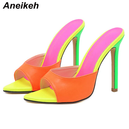 Pointed Toe Mule Heel Sandals