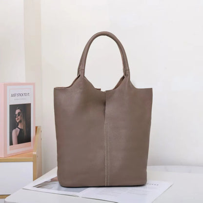 Soft Cowhide Bucket Tote Bag - Commuter Edition
