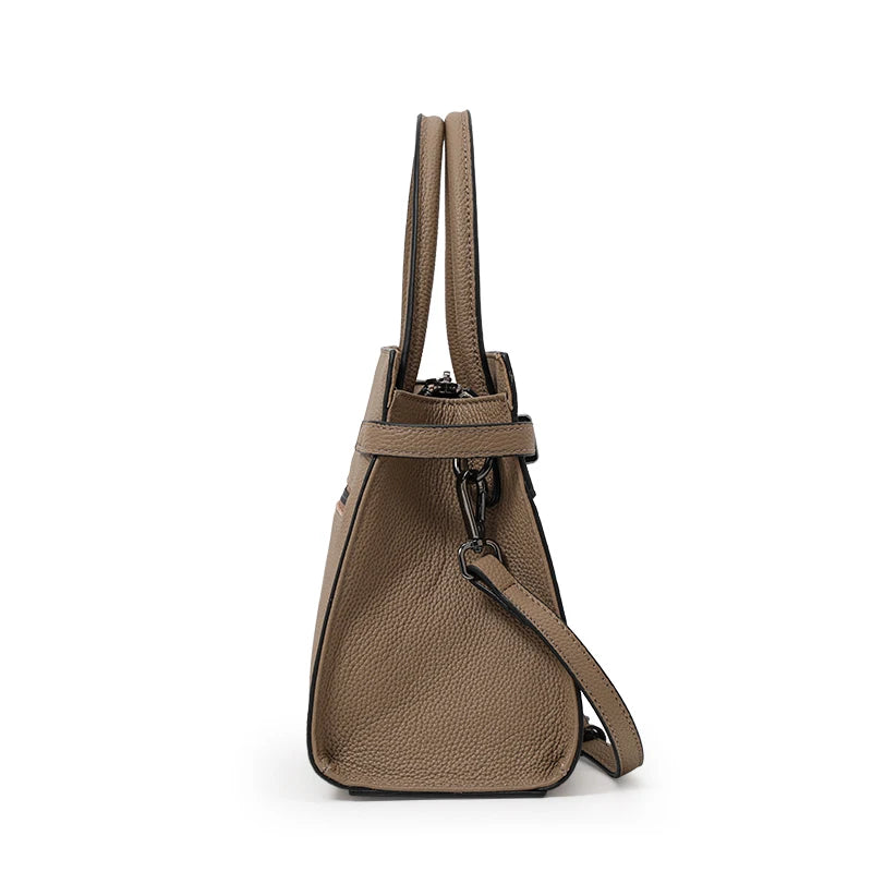 Genuine Cowhide Tote Bag - Simple Occupation Style