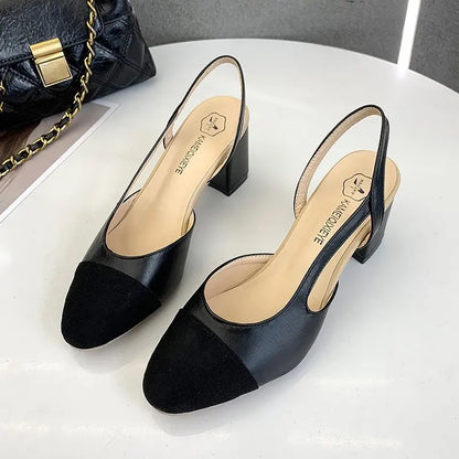 Closed Square Toe Mule Heel Sandals