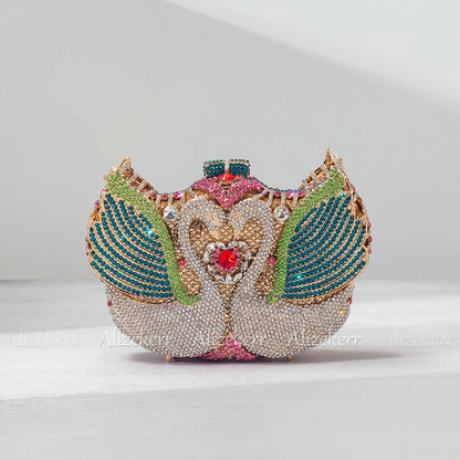 Swan Rhinestone Evening Clutch - Boutique Statement