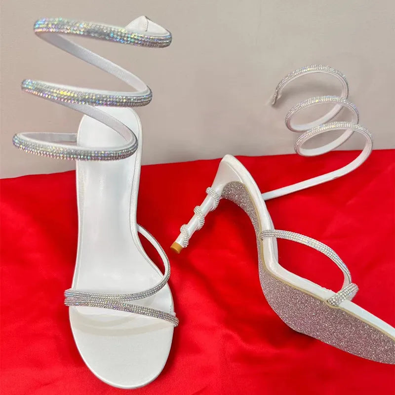 Crystal Snake Coil Gladiator Sandals