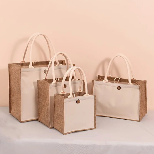 Vertical Linen Tote Bag - Minimal Shopping Carry