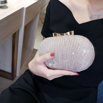 Beaded Egg Shape Rhinestone Evening Clutch