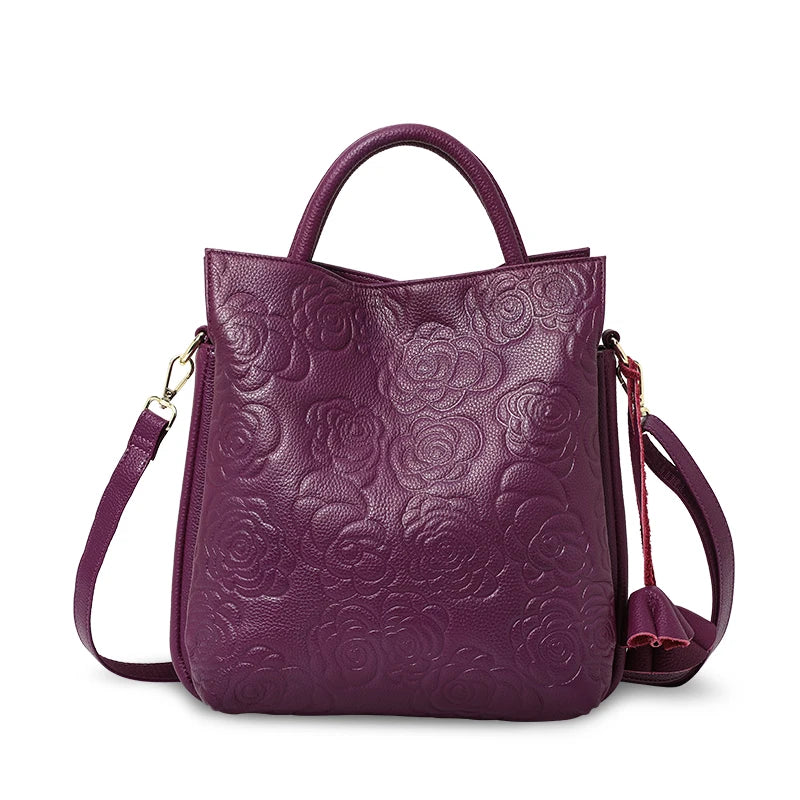 Woven Cowhide Handbag - Black Commuter Tote