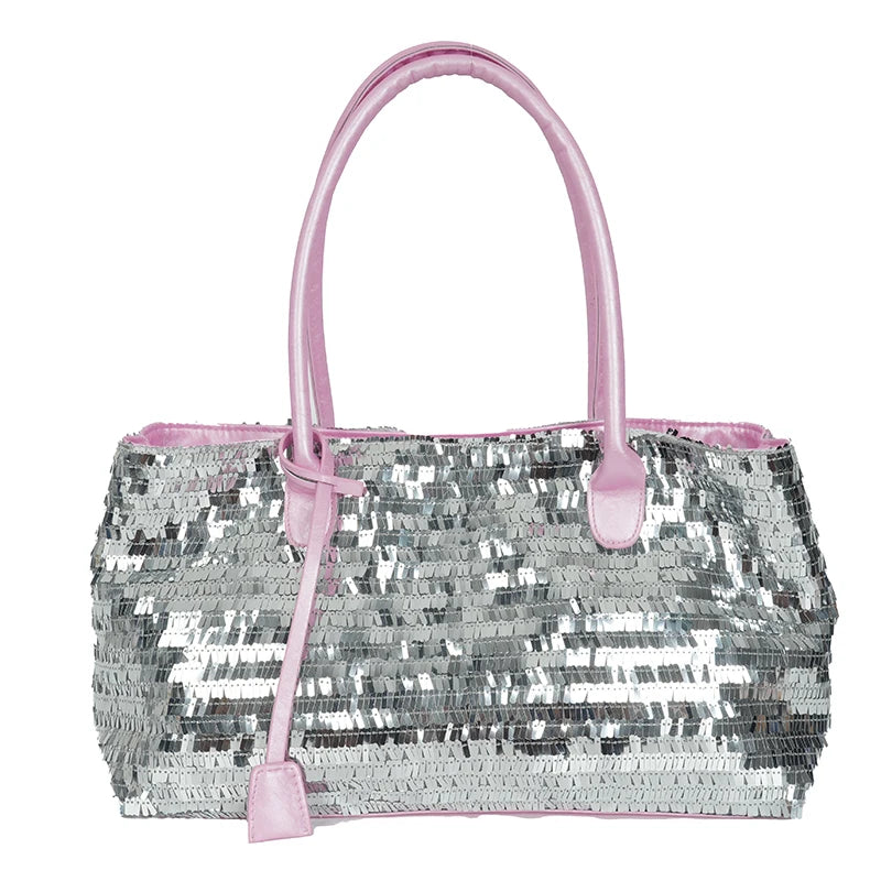 Sequined Underarm Evening Tote - Large Capacity