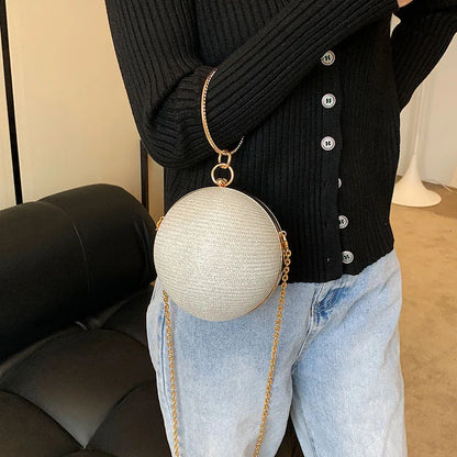 Metal Ring Evening Bag - Round Ball Clutch