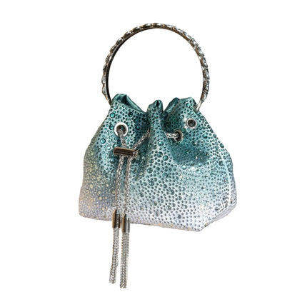 Rhinestone Evening Clutch Bag - Shimmer Handle Detail