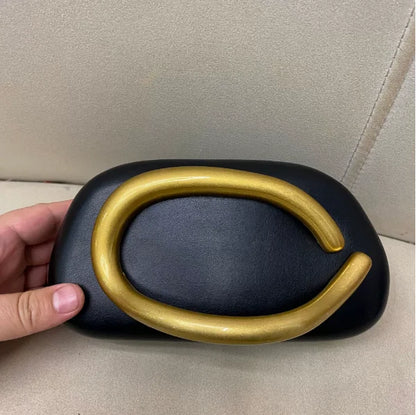 Gold Metal Box Evening Clutch Bag