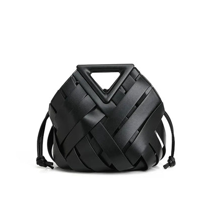 Woven Vegan Leather Tote Bag - Top Handle Crossbody