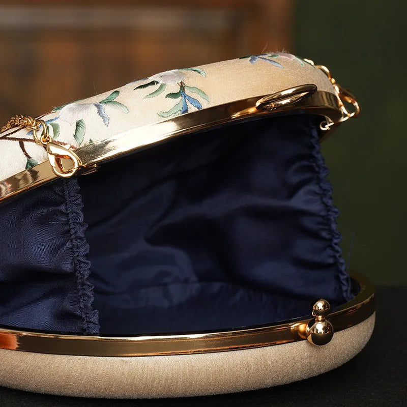 Embroidered Round Mini Bag - Classical Chinese Style