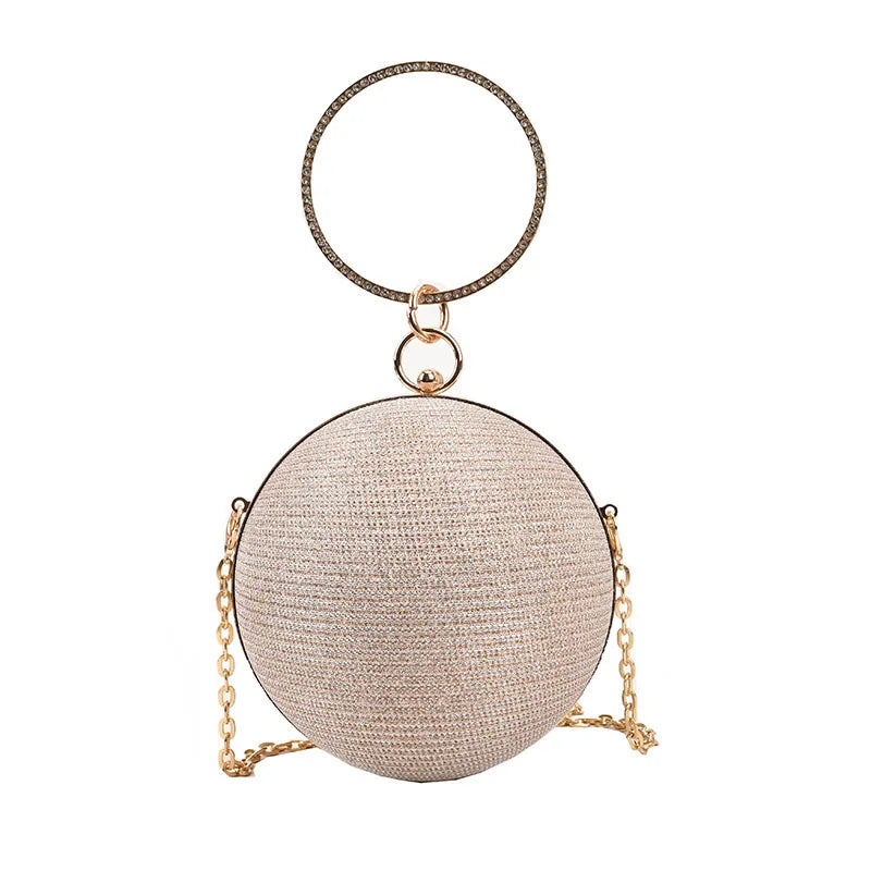 Metal Ring Evening Bag - Round Ball Clutch