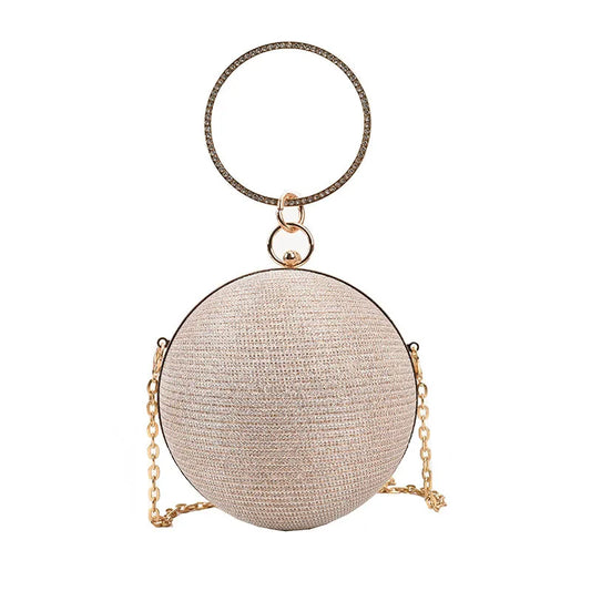Metal Ring Evening Bag - Round Ball Clutch