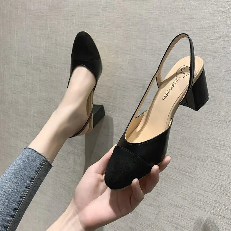 Closed Square Toe Mule Heel Sandals