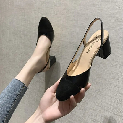 Closed Square Toe Mule Heel Sandals