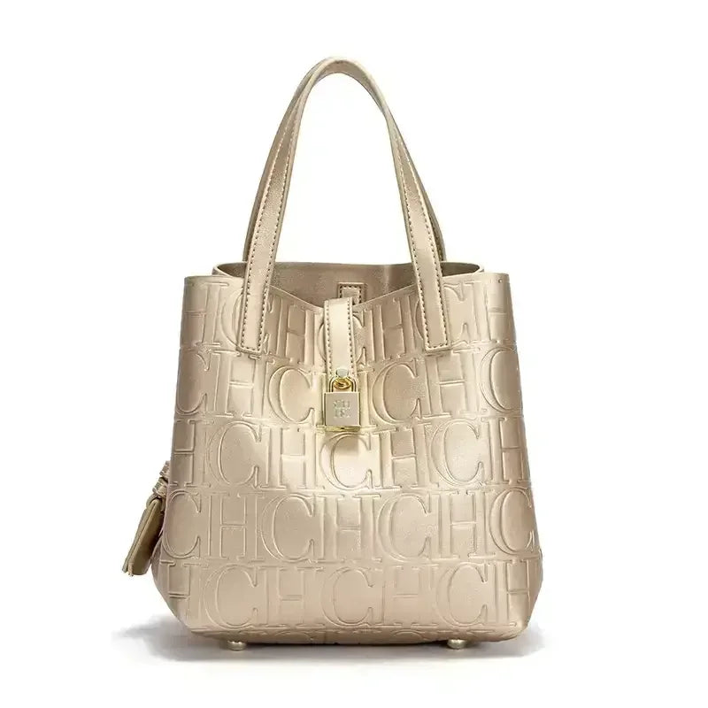 CH Embossed Tote Crossbody Bag - Letter Print Design