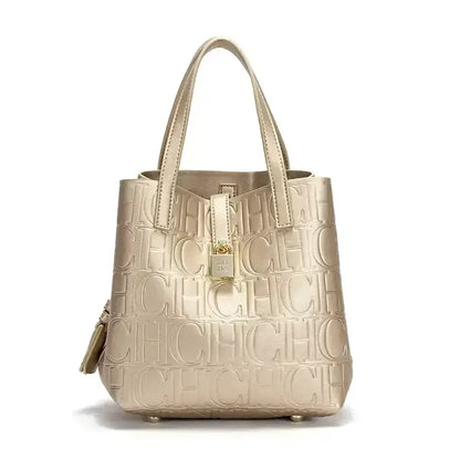 CH Embossed Tote Crossbody Bag - Letter Print Design