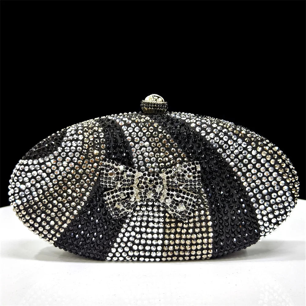 Sparkling Top Handle Evening Bag - Diamond Accent