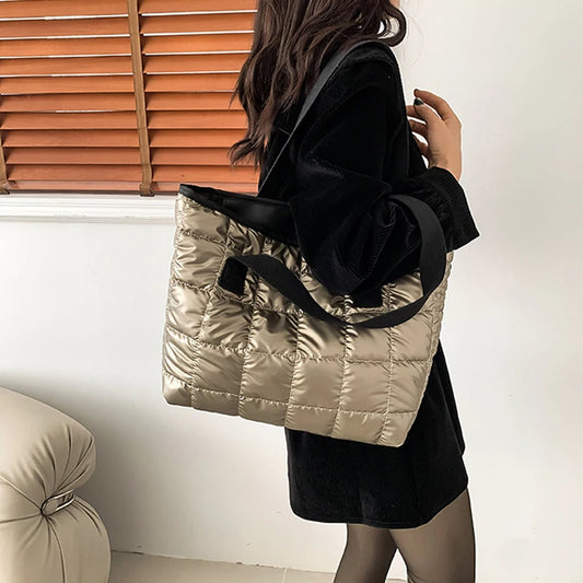 Quilted Padded Tote Bag - Everyday Shopping Carry