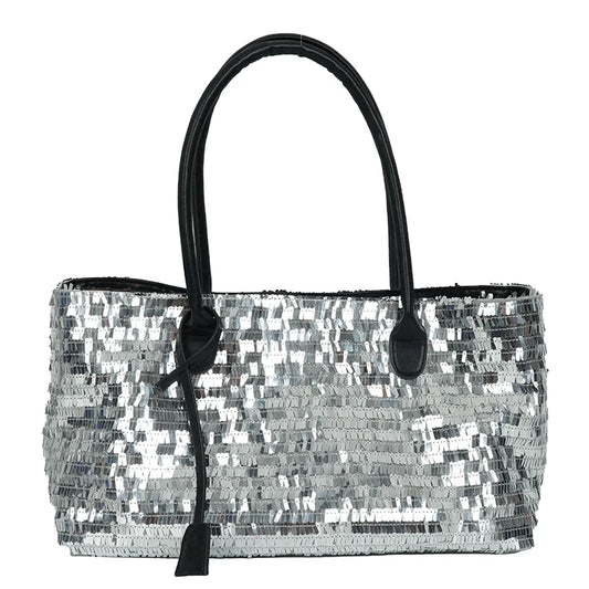 Sequined Underarm Evening Tote - Large Capacity