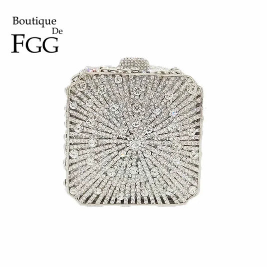 Crystal Minaudiere Box Clutch - Bridal Occasion
