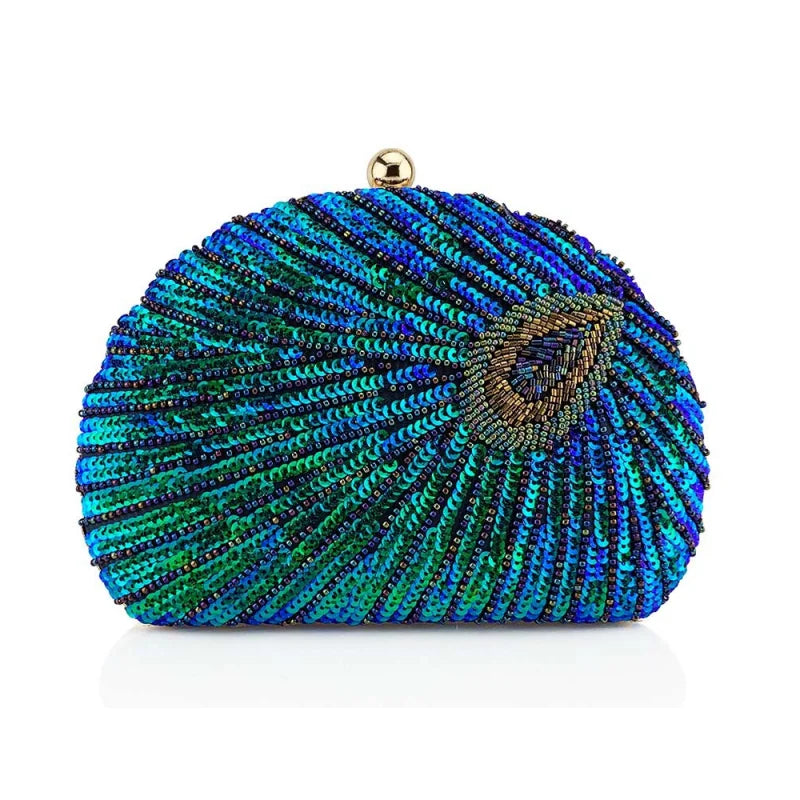 Sequin Shell Evening Clutch Bag