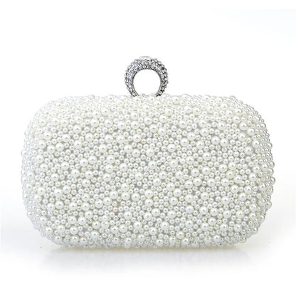 Pearl Ring Beaded Bridal Evening Clutch