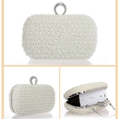Pearl Ring Beaded Bridal Evening Clutch