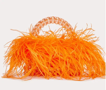 Pearl Bead Feather Box Bag - Handmade Party Piece