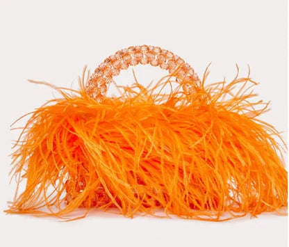 Pearl Bead Feather Box Bag - Handmade Party Piece