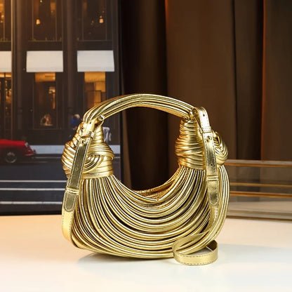 Handwoven Noodle Clutch Bag - Chic Evening Shape