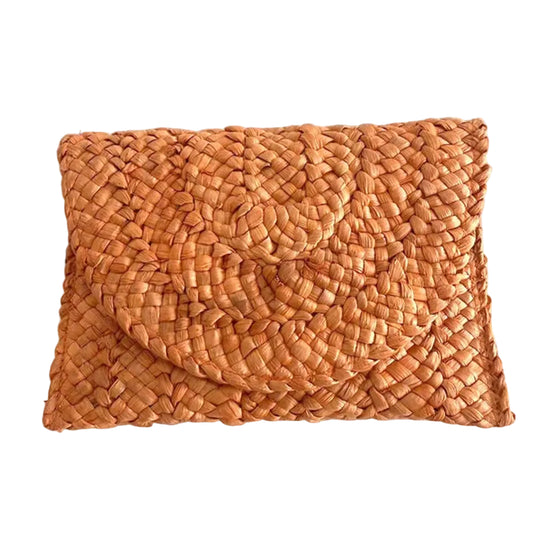 Handwoven Straw Envelope Clutch Bag