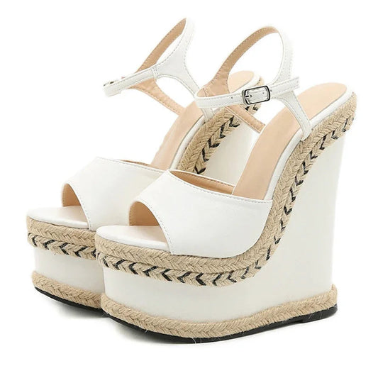 White Platform Wedge Sandals