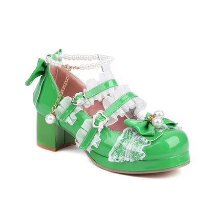 Strawberry Bow Mary Jane Pumps