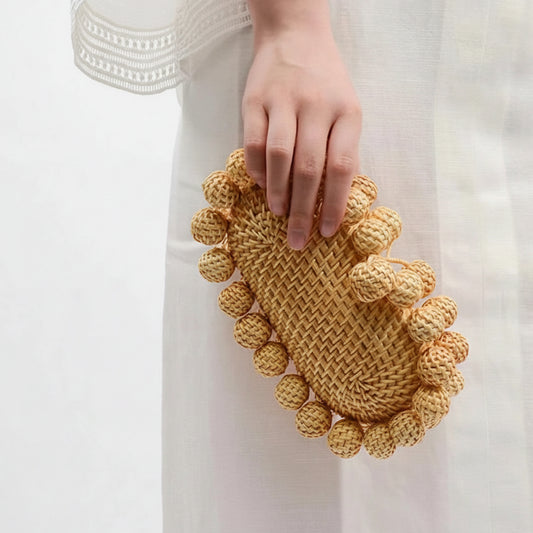 Luxury Rattan Egg Box Clutch Bag