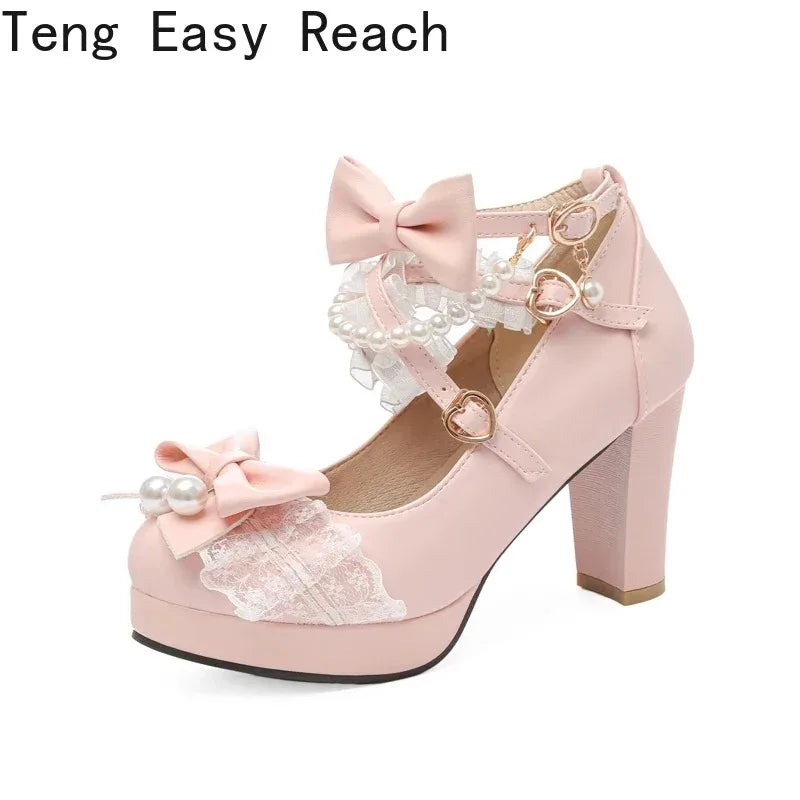 Strawberry Bow Mary Jane Pumps