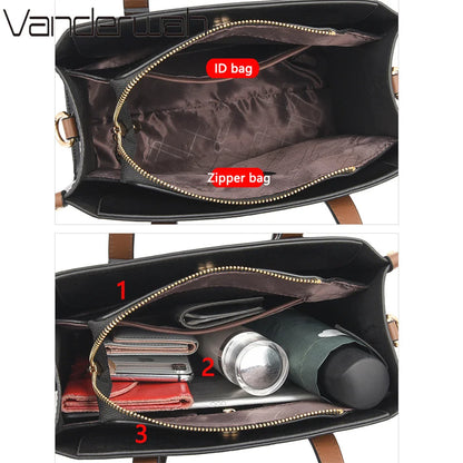 Vintage Three-Layer Leather Tote Bag - Everyday Carry