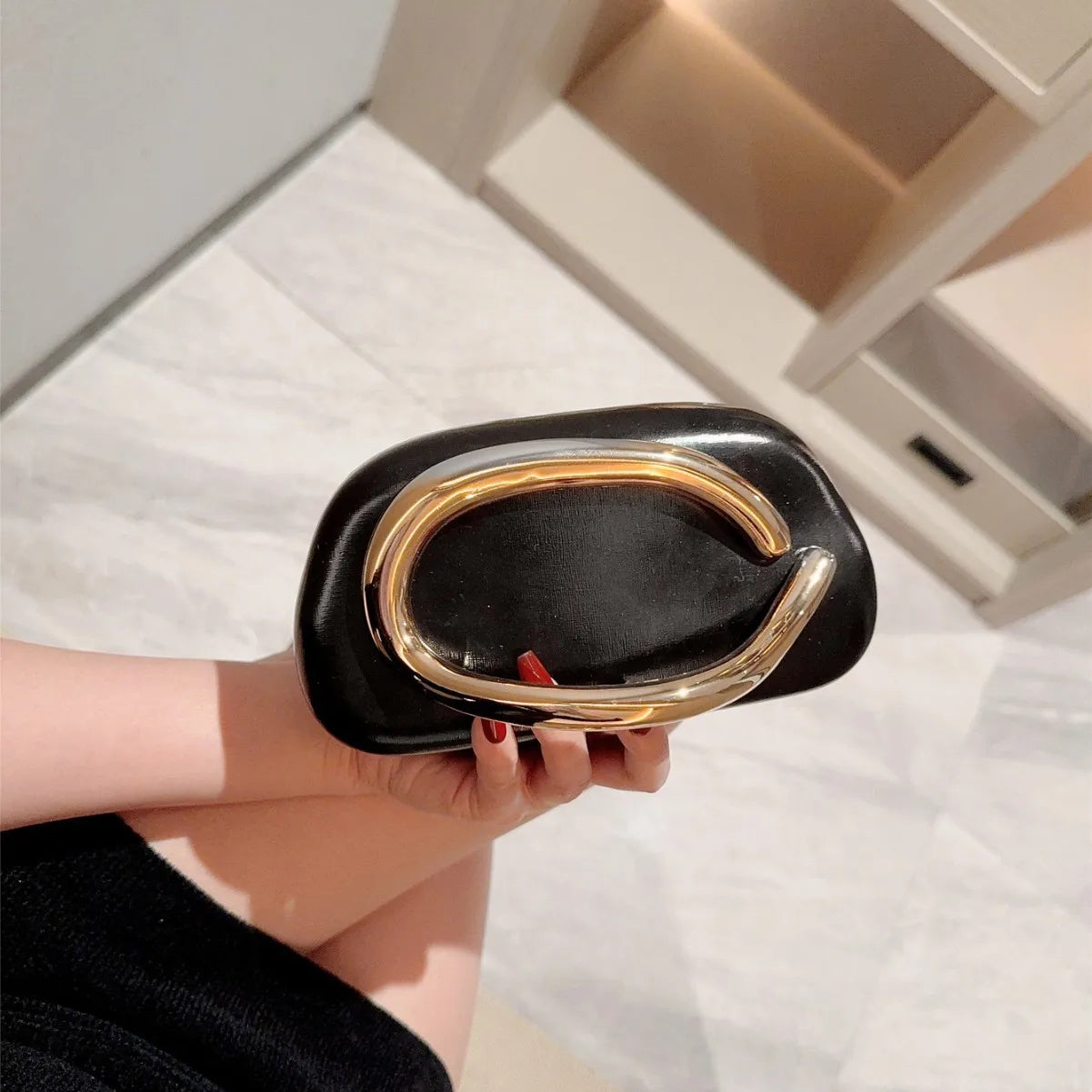 Gold Metal Box Evening Clutch Bag