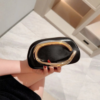 Gold Metal Box Evening Clutch Bag