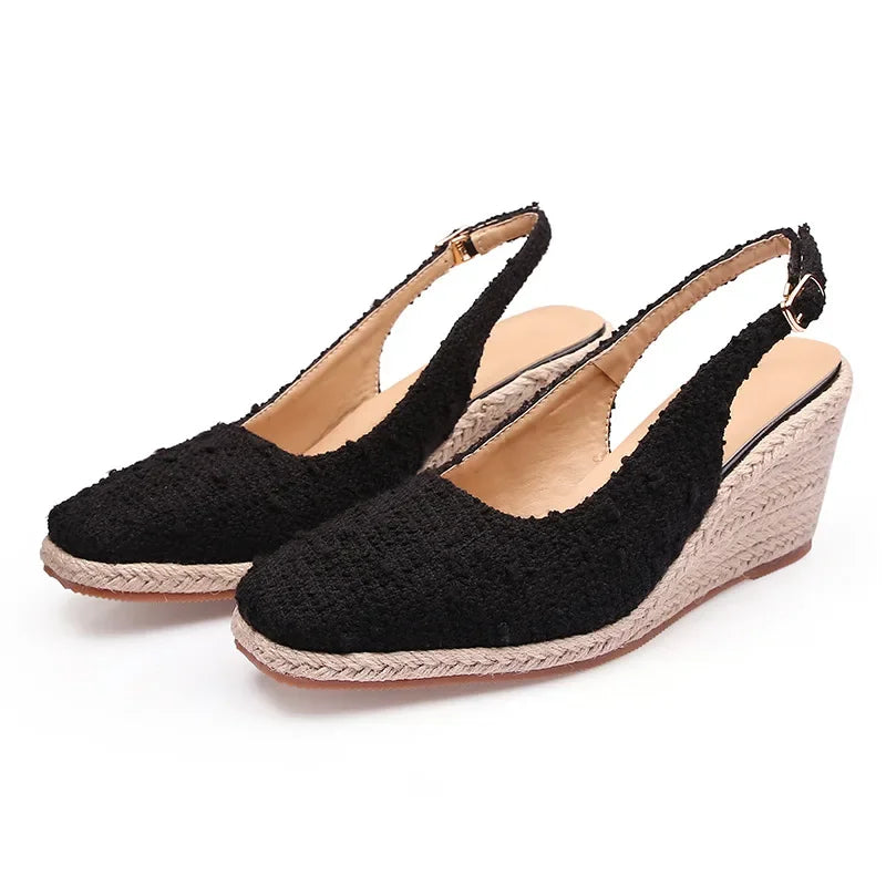 Straw Wedge Espadrille Sandals