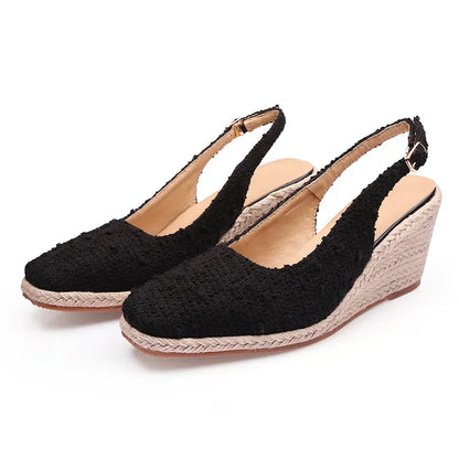 Straw Wedge Espadrille Sandals