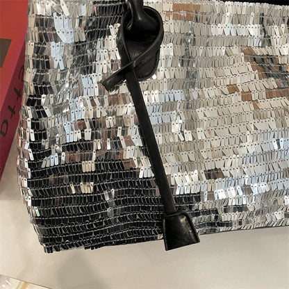 Sequined Underarm Evening Tote - Large Capacity