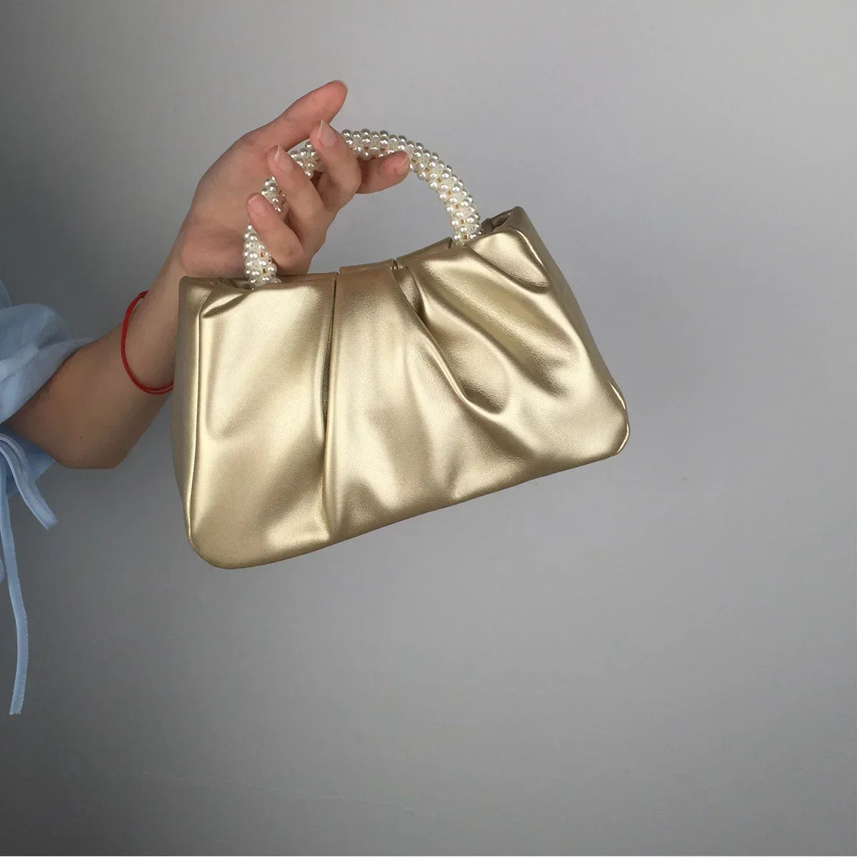 Luxury Pearl Handle Square Evening Clutch Bag