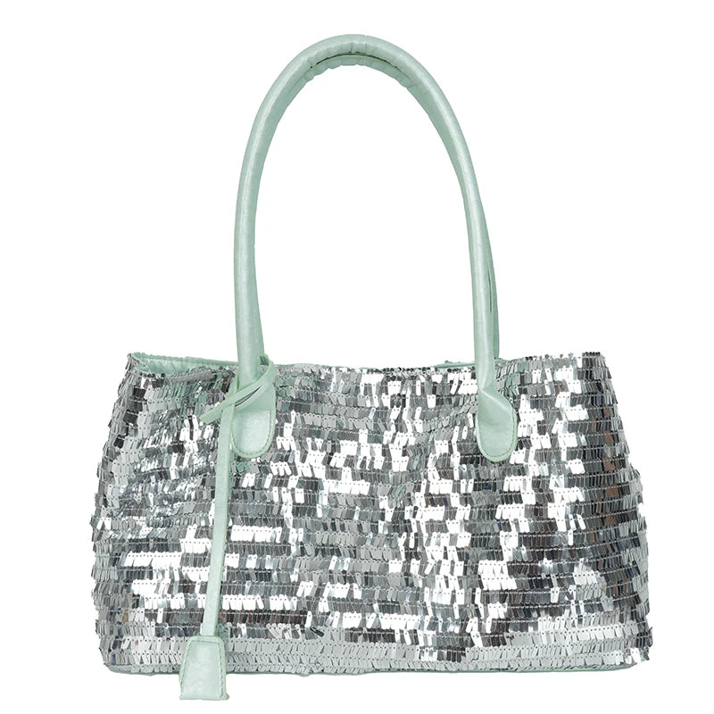 Sequined Underarm Evening Tote - Large Capacity